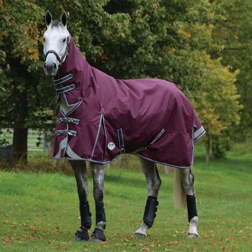 Burgundy WeatherBeeta ComFiTec Plus Dynamic II Detach-A-Neck 0g Light Weight Turnout Rug Maroon/Grey/White