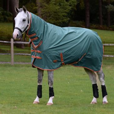 Green WeatherBeeta ComFiTec Tyro Combo Neck 50g Lite Plus Turnout Rug Green/Burnt Orange/White