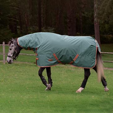 Green WeatherBeeta ComFiTec Tyro Combo Neck 50g Lite Plus Turnout Rug Green/Burnt Orange/White