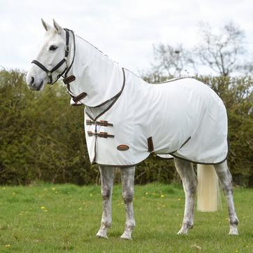 White WeatherBeeta ComFiTec Tyro Mesh Combo Neck Fly Rug White/Green/Burnt Orange