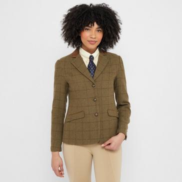 Brown Dublin Womens Albany Tweed Suede Collar Tailored Show Jacket Brown