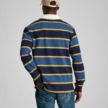 Blue Joules Mens Onside Rugby Shirt Striped Navy/Yellow
