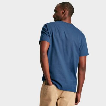 Blue Joules Mens Denton Grey Plain Jersey Crew Neck T-Shirt Blue