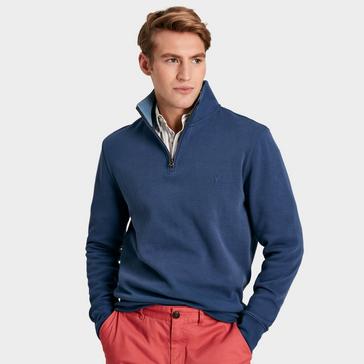 Blue Joules Mens Alistair Quarter Zip Cotton Sweatshirt Blue