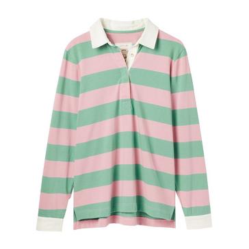 Multi Joules Womens Falmouth Striped Cotton Rugby Shirt Pink & Green