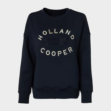 Blue Holland Cooper Womens Crystal Crew Neck Sweater Ink Navy