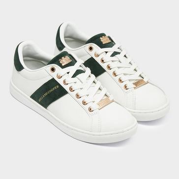 White Holland Cooper Womens Knightsbridge Court Trainers White/Racing Green