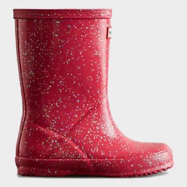 Red Hunter Kids Original First Giant Glitter Wellington Boots Red