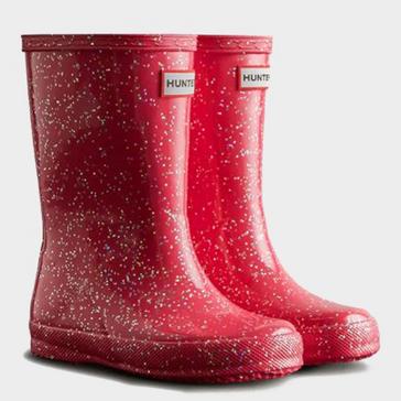 Red Hunter Kids Original First Giant Glitter Wellington Boots Red