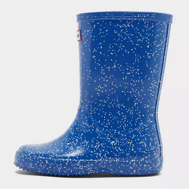 Hunter Kids Blue Glitter Wellies Hunter Gentle Blue Kids First