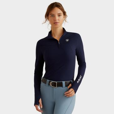Blue Ariat Womens Lowell 3.0 1/4 Zip Base Layer Navy Eclipse