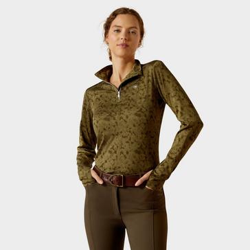 Green Ariat Womens Prophecy 1/4 Zip Base Layer Relic