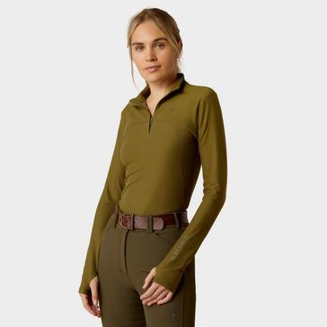 Green Ariat Womens Lowell 3.0 1/4 Zip Base Layer Winter Moss