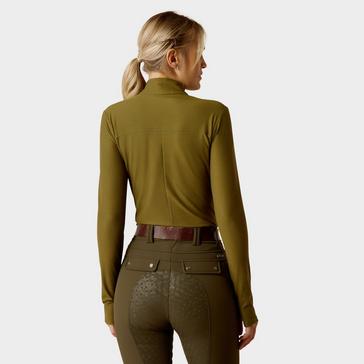 Green Ariat Womens Lowell 3.0 1/4 Zip Base Layer Winter Moss