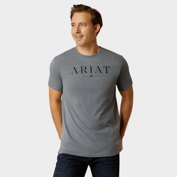 Grey Ariat Mens B&W Logo T-Shirt Athletic Heather