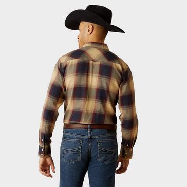 Multi Ariat Mens Hale Retro Fit Western Shirt Pale Khaki