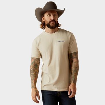 Beige Ariat Mens Stamped Seal T-Shirt Natural