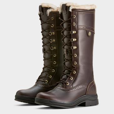 Brown Ariat Womens Wythburn II Sherpa Waterproof Boots Dark Mocha