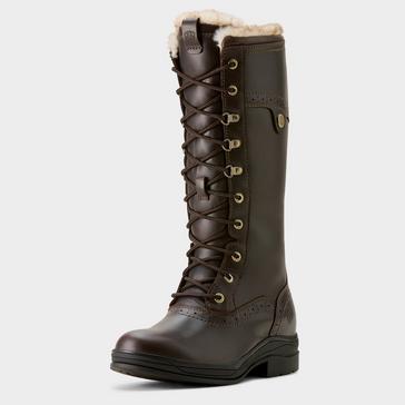 Brown Ariat Womens Wythburn II Sherpa Waterproof Boots Dark Mocha