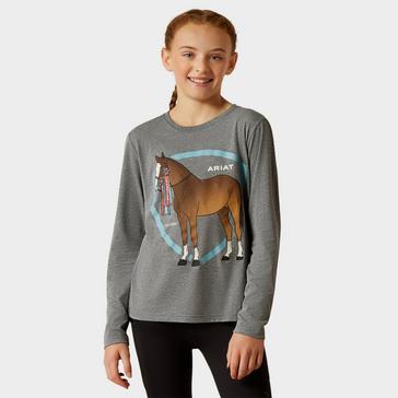 Grey Ariat Kids Champion Pony T-Shirt Heather Grey