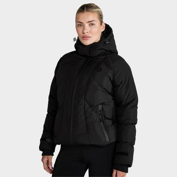 Black Aztec Diamond Womens Puffer Coat Black