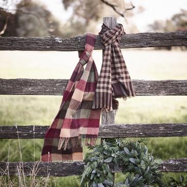 Multi Barbour Lambswool Tattersall Scarf Tawny Port