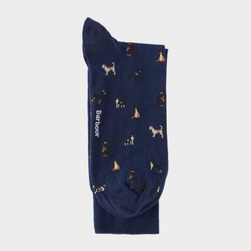 Blue Barbour Mens Mavin Socks Mid Blue/Dog