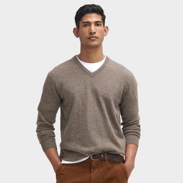  Barbour Mens Essential Lambswool V Neck Sweater Dark Stone