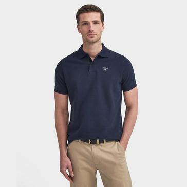 Blue Barbour Mens Tartan Pique Polo Shirt Sapphire