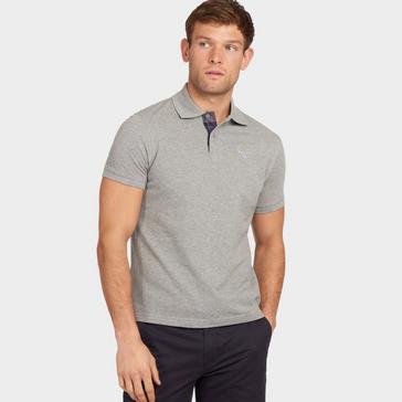 Grey Barbour Mens Tartan Pique Polo Shirt Grey Mar