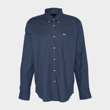 Blue Barbour Mens Preston Regular Tattersall Shirt Dark Navy