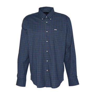 Blue Barbour Mens Preston Regular Tattersall Shirt Dark Navy