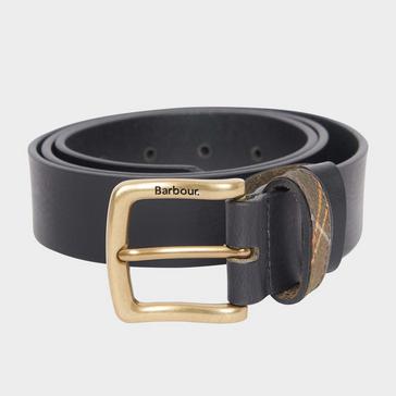 Black Barbour Mens Esk Leather Belt Black