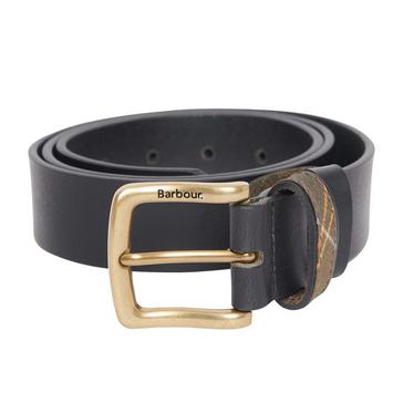Black Barbour Mens Esk Leather Belt Black