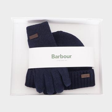 Blue Barbour Carlton Beanie & Gloves Gift Set Navy