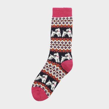 Multi Barbour Womens Terrier Fair Isle Socks Navy/Pink Dahlia