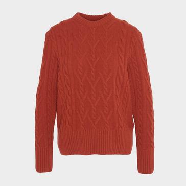 Orange Barbour Womens Solway Knitted Jumper Spiced Pumpkin