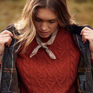 Orange Barbour Womens Solway Knitted Jumper Spiced Pumpkin