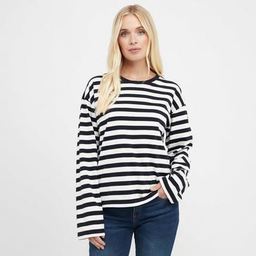 Blue Barbour Womens Bede Oversized Top Navy Stripe