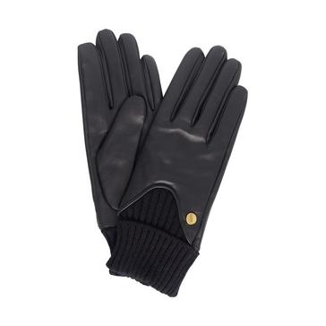 Black Barbour Womens Denna Leather Gloves Black