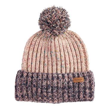 Multi Barbour Womens Norham Beanie Hat Pink Rust
