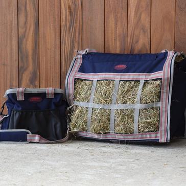 Blue WeatherBeeta Slow Feeder Hay Bag Navy/Silver/Red