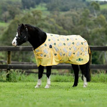 Yellow Saxon Defiant 600D Pony Standard Neck 180g Medium Turnout Rug Rhino Print