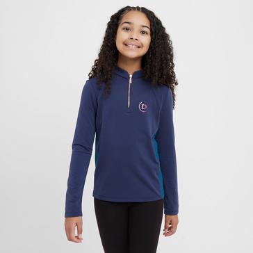 Blue Dublin Kids Sadie Panel Detail Long Sleeve Riding Top Naval Academy/Legion Blue