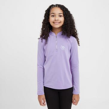 Purple Dublin Kids Sadie Panel Detail Long Sleeve Riding Top Paisley Purple/Imperial Purple