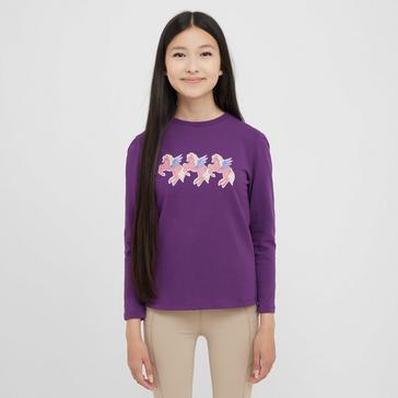 Purple Dublin Kids Poppy Puff Sleeve Tee Imperial Purple/Winged Ponies