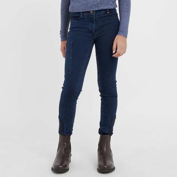 Blue Dublin Kids Shona Full Grip Silicone Print Denim Breeches Light Blue Denim