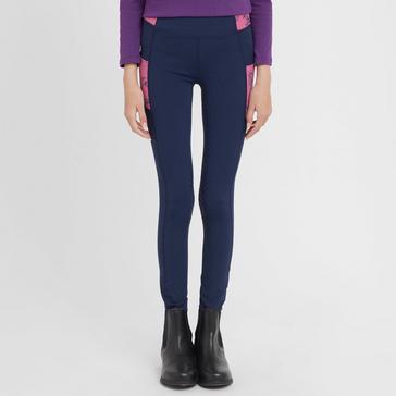 Blue Dublin Kids Everyday Riding Tights Navy/Frolicking Horses