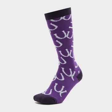 Purple Dublin Kids Single Pack Socks Purple Horseshoes