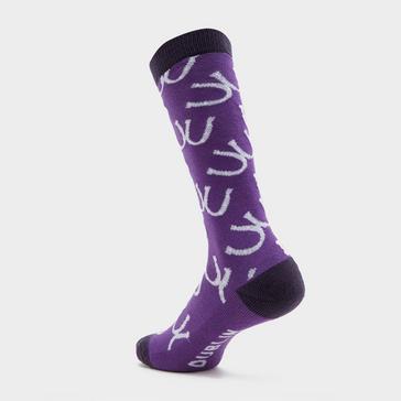 Purple Dublin Kids Single Pack Socks Purple Horseshoes